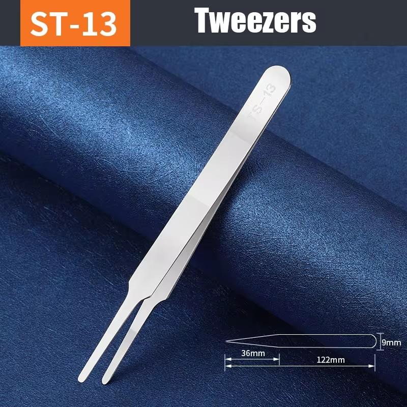 Anti-Static Stainless Steel Tweezers Precision Maintenance Professional Industrial Repair Curved Hand Tools Electronic Tweezers