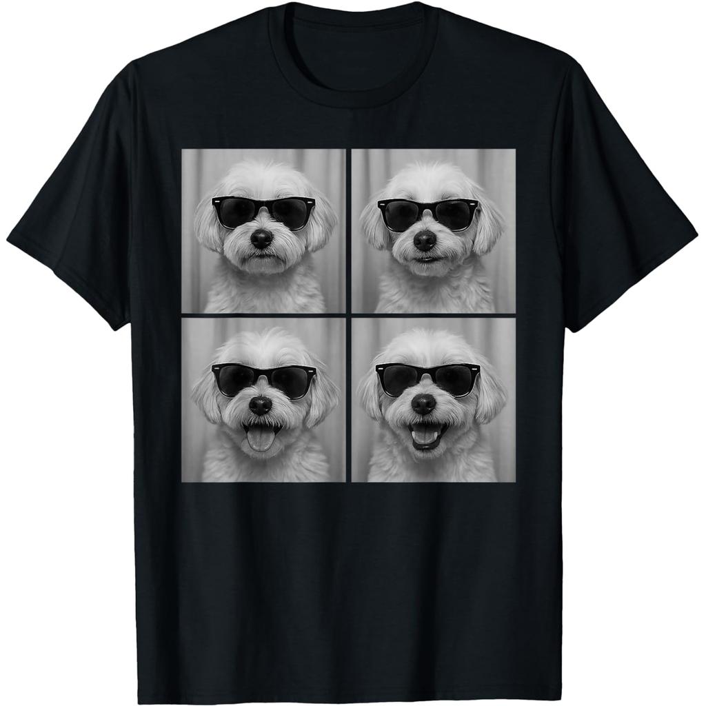 Funny Maltese Dog Lover Cute Photo T Shirts Unisex Women Pure Cotton Humor Streetwear Tee Shirt Short Sleeve Unisex Loose Clothing