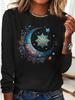 Fashion Casual Loose Leopard Pattern Heart Pattern Printed Round Neck Long Sleeve T-shirt