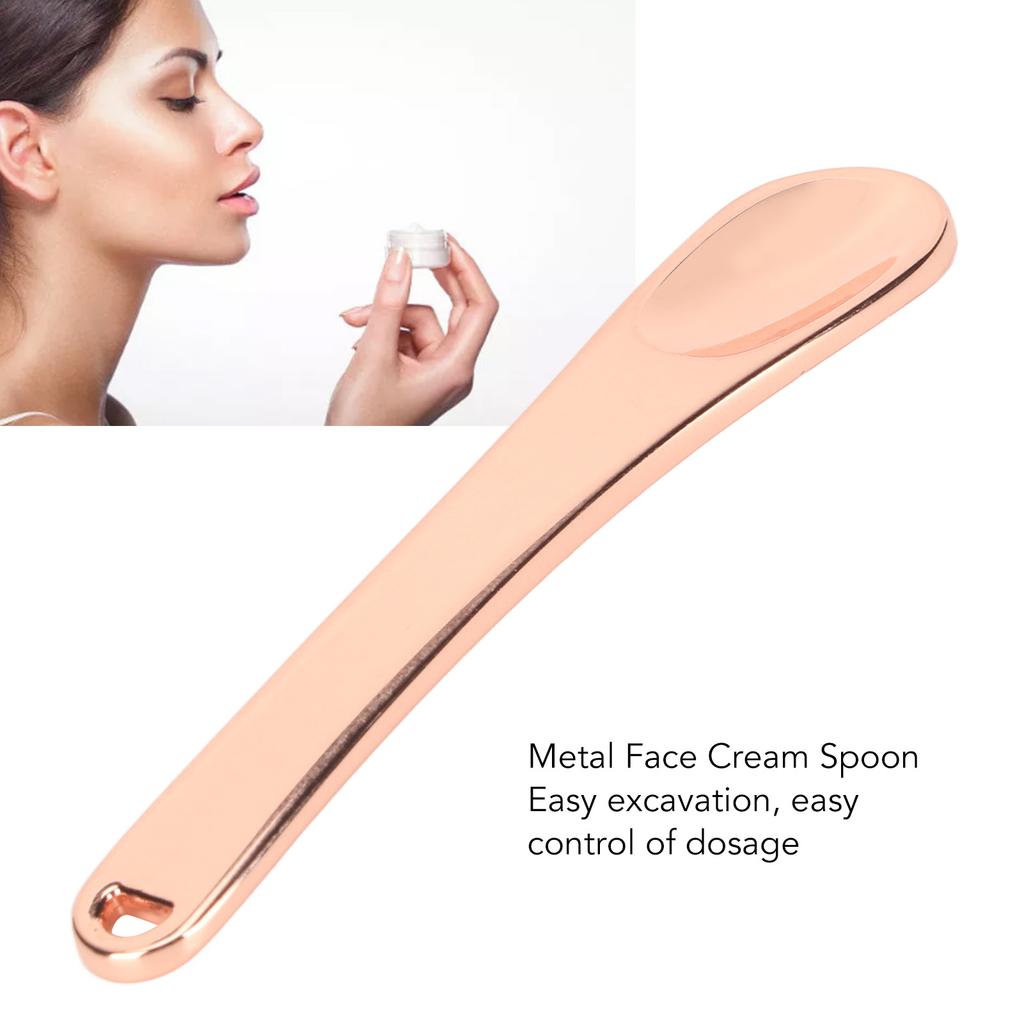 3PCS Cosmetic Spatulas Zinc Alloy Makeup Scraper Kit Metal Scoops for Face Eye Cream Rose Gold