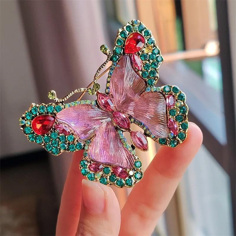 1PC Butterfly Brooches Colorful Crystal Vintage Jewelry Gifts Luxury Rhinestone Brooch Clothing Pin For Women Girls