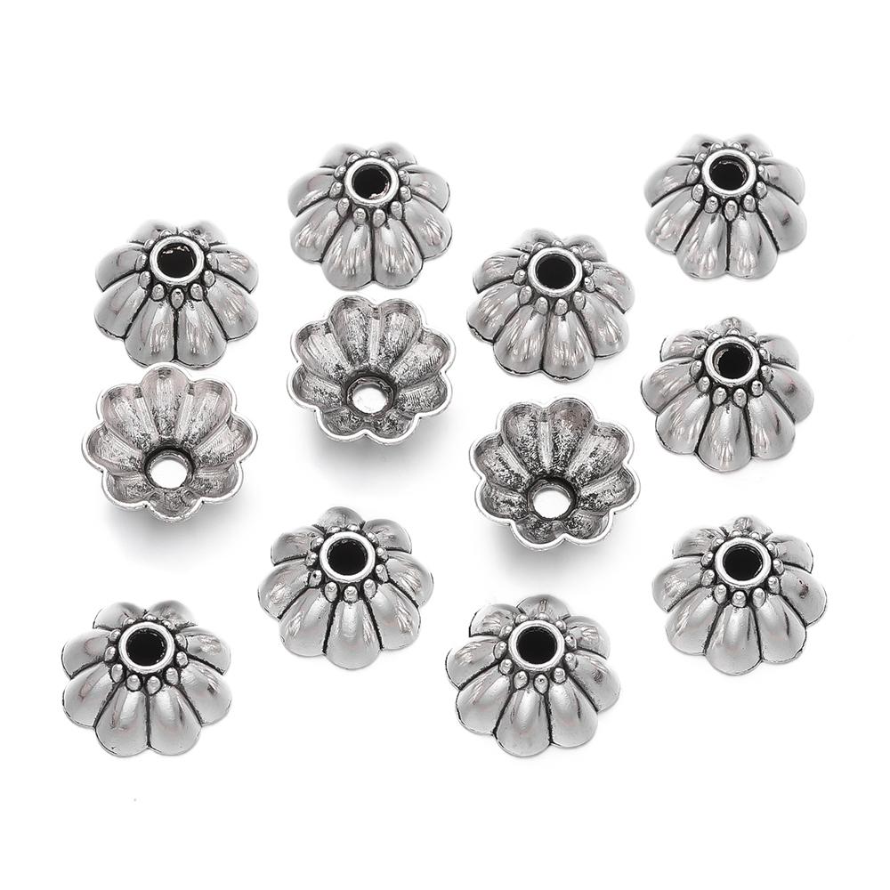 

10pcs/Lot Antique Silver Color Alloy Leaf Flowers Bead End Caps for Jewelry Making Needlework Spacer Bead Caps DIY Accessories
