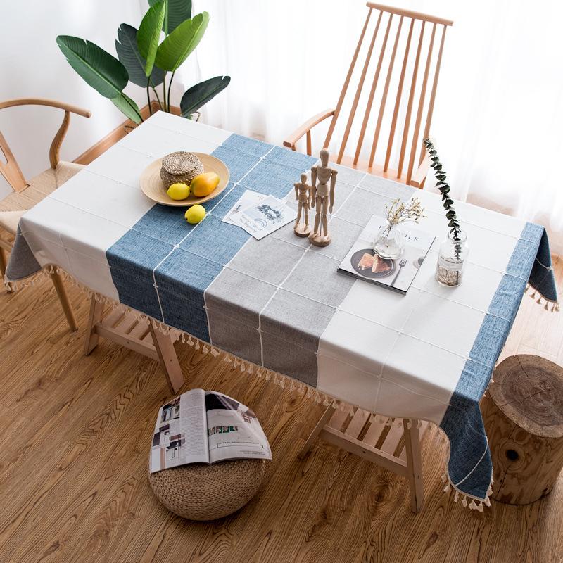 Tassel Decorative Tablecloth Cotton And Linen Fabric Dust-Proof Dining Table Cloth Home Kitchen Western Table Decoration