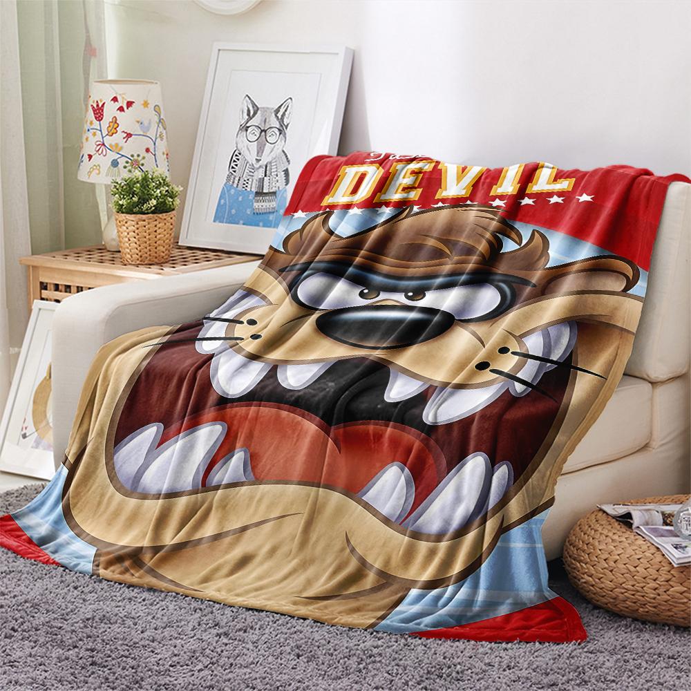 1 ks Flanelová deka s potiskem Tasmánského ďábla, Vysoce kvalitní, Pro všechna roční období, Domácí dekorace, Teplo a pohodlí, Perfektní jako vánoční dárky