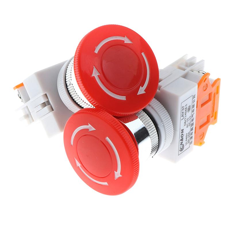 1Pc Red Mushroom Cap Normally Closed Emergency Stop Push Switch Button 10A Lay37