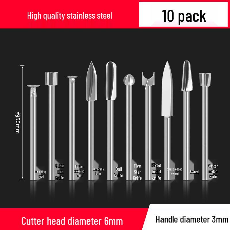 Dental & Wood Carving Tool Set: Power Tool, Engraving Knife, Steel Drill Bit, Grinding & Scribing Heads