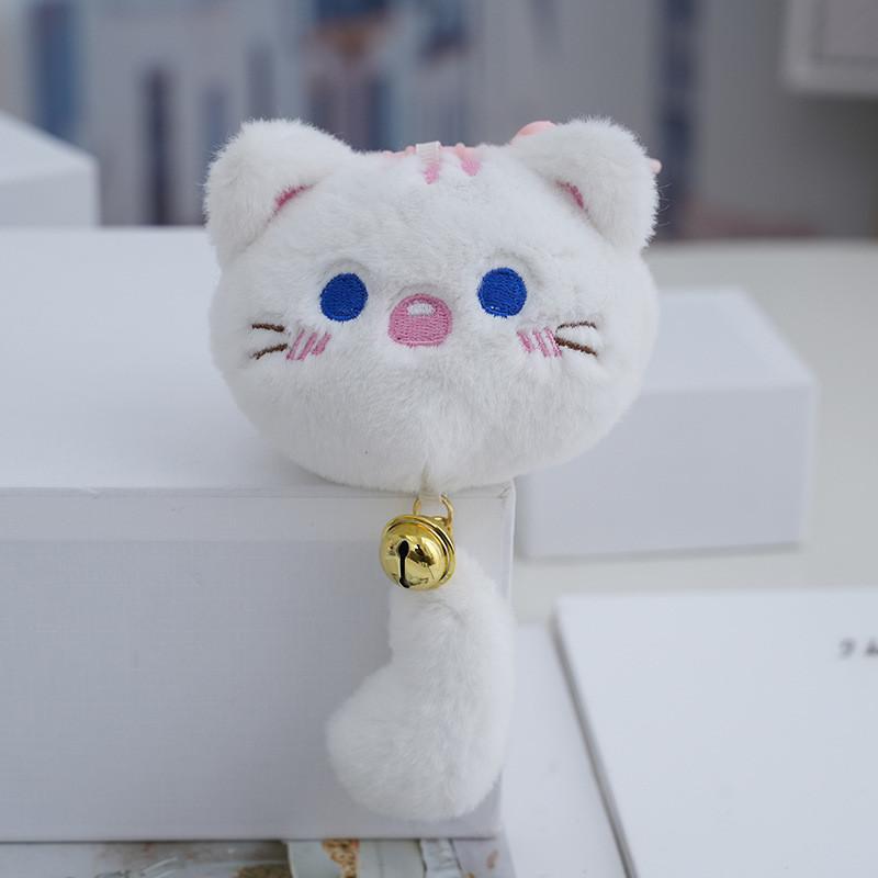 Fluffy Cartoon Cat Plush Keychain Adorable Gift For Students And Cat Lovers White Cat