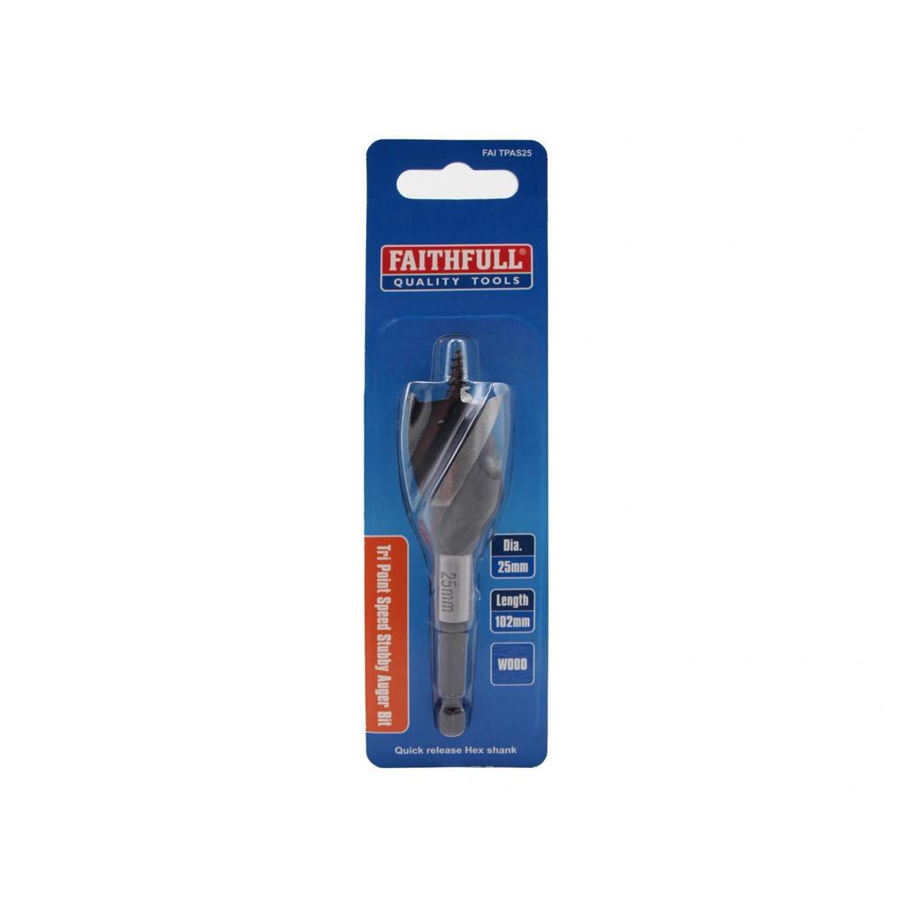 Faithfull Three-point Speed Auger Bit, Stubby