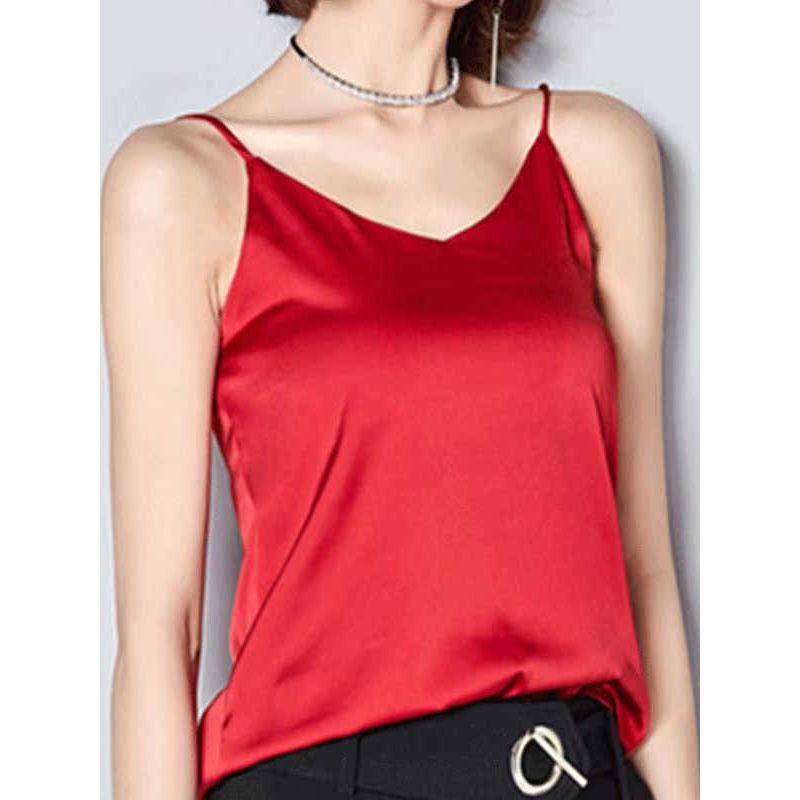 V-neck Loose Satin Suspension Vest V Neck Loose Satin Camisole Outer and Inner Wear