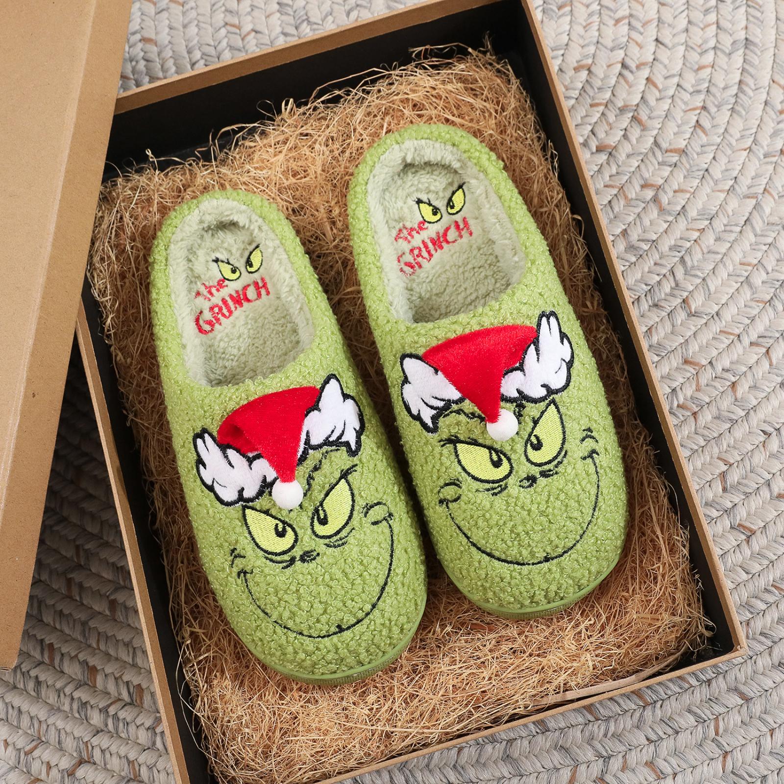 

Warm And Comfortable Home Cute Cartoon Winter Cotton Slippers For Men And Women Couples Birthday Gift 40 зелёный