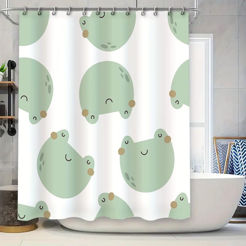 

Adorable Cartoon Animal Bath Shower Curtain With Hooks For Bathroom Decoration Green Frog Pattern (180X245Cm) W60H190(CM)-1 Pcs
