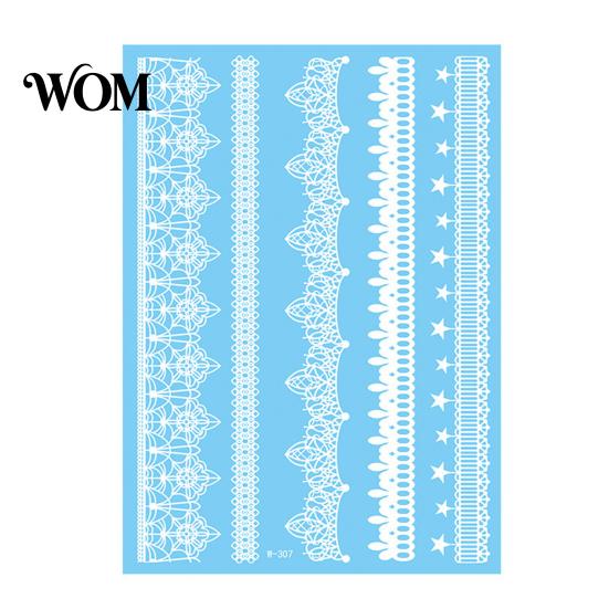 Eco-friendly Tattoo Sticker White Lace for Women, Temporary Face Body Skin-friendly Arm, Waterproof Fake Decal Wedding Party Festival Safe Tattoos