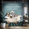 Miyotaa Lustiges Hunde Duschvorhang Set 60B x 71H Zoll Badezimmer Bulldogge Labrador Vintage Retro Lustiges Tier Wasserdicht Badezimmer