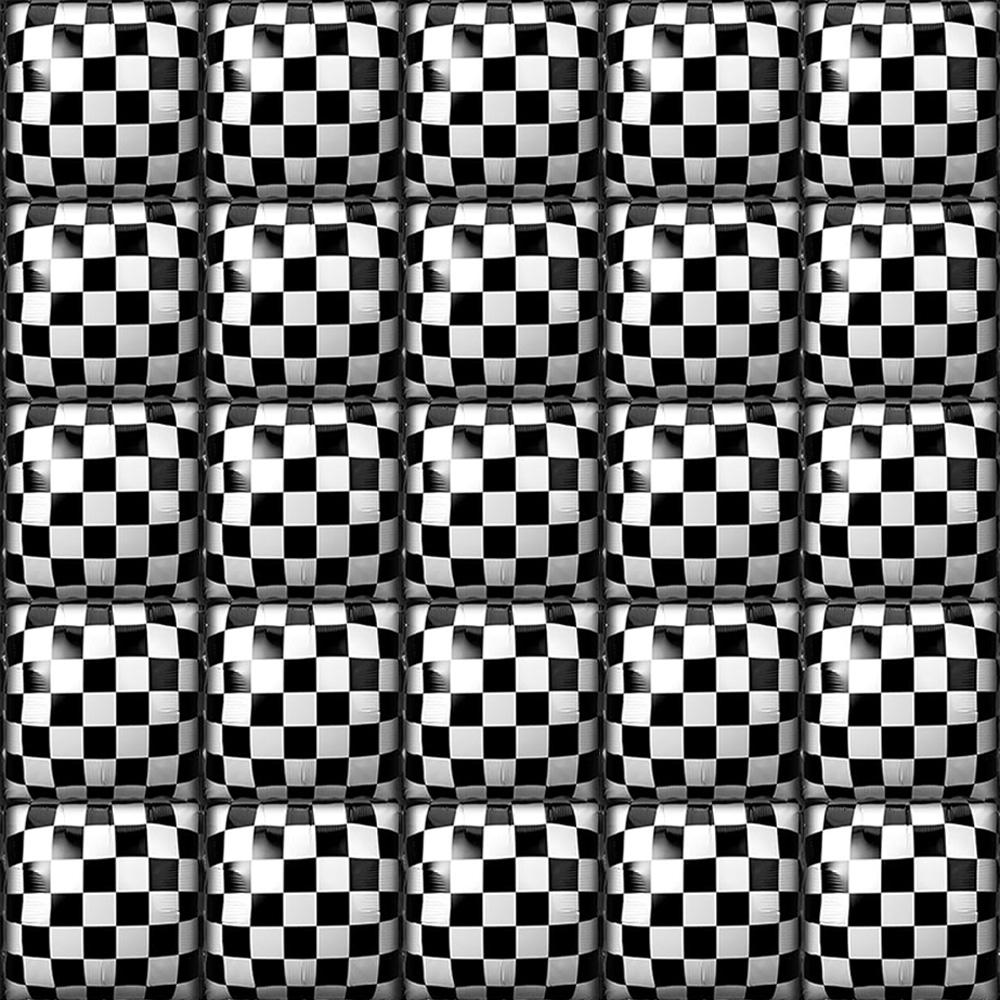Black and White Square Foil Balloon Wall, 25 Pieces, 50 Black and White Squares, Polyester Film Balloons, Flat Balloon Backdrop for Other