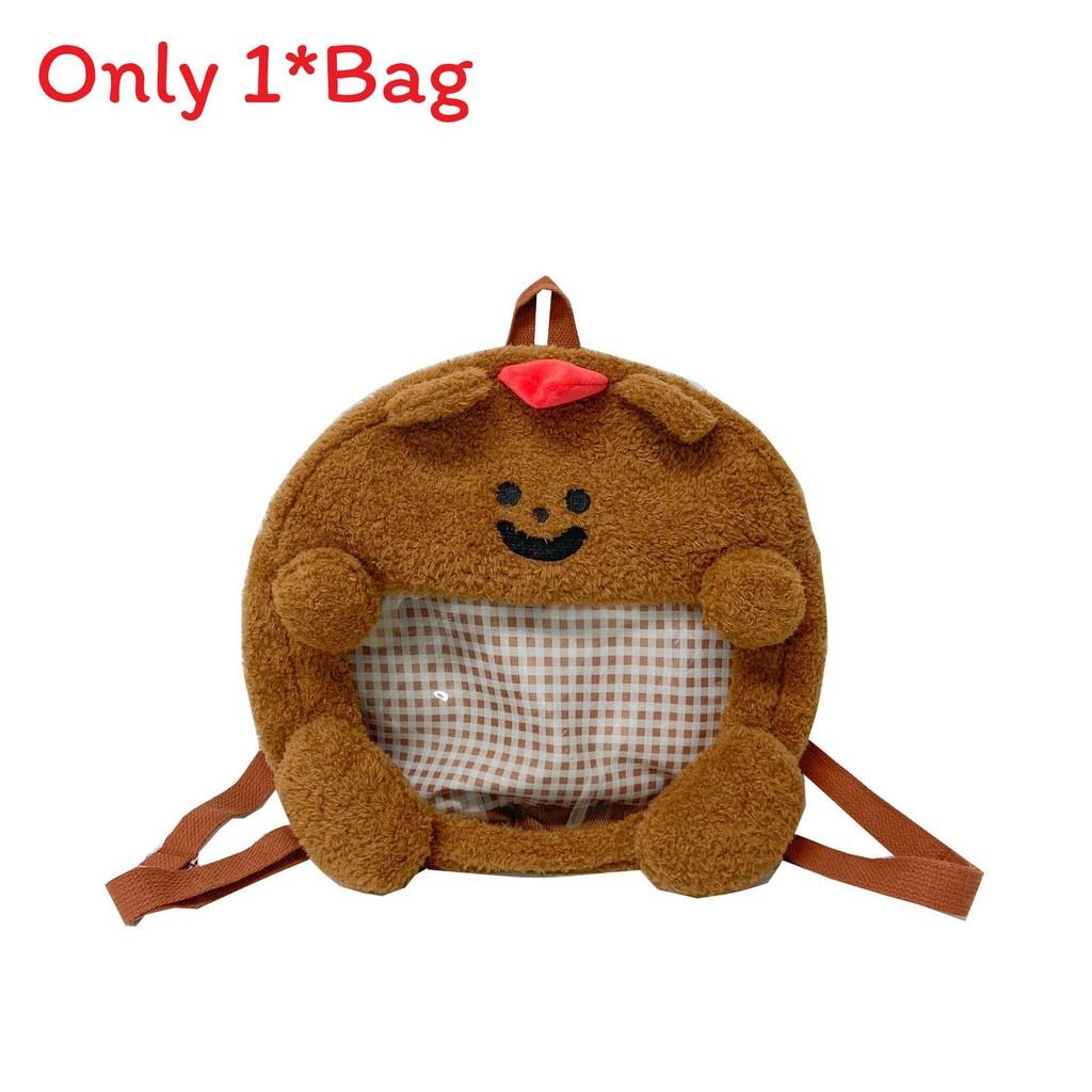 Cartoon Bear Sweet Plush Backpack With  Nylon Lining For Daily Wear Fashion