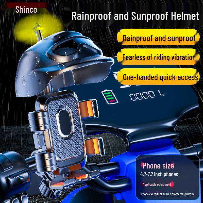 Shockproof Phone Holder for Electric Vehicle - Anti-Shake, Small Helmet, Windmill Design for Motorcycle Delivery Riders