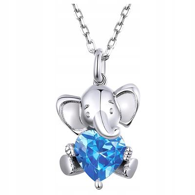 Chain S925 Elephant With Heart Cubic Zirconia Crystal Pendant