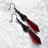 Gothic Bat Earrings with Red Black Teardrop Beads Earrings For Bat Lover Women Girls Party Halloween Jewelry Gothic Gift