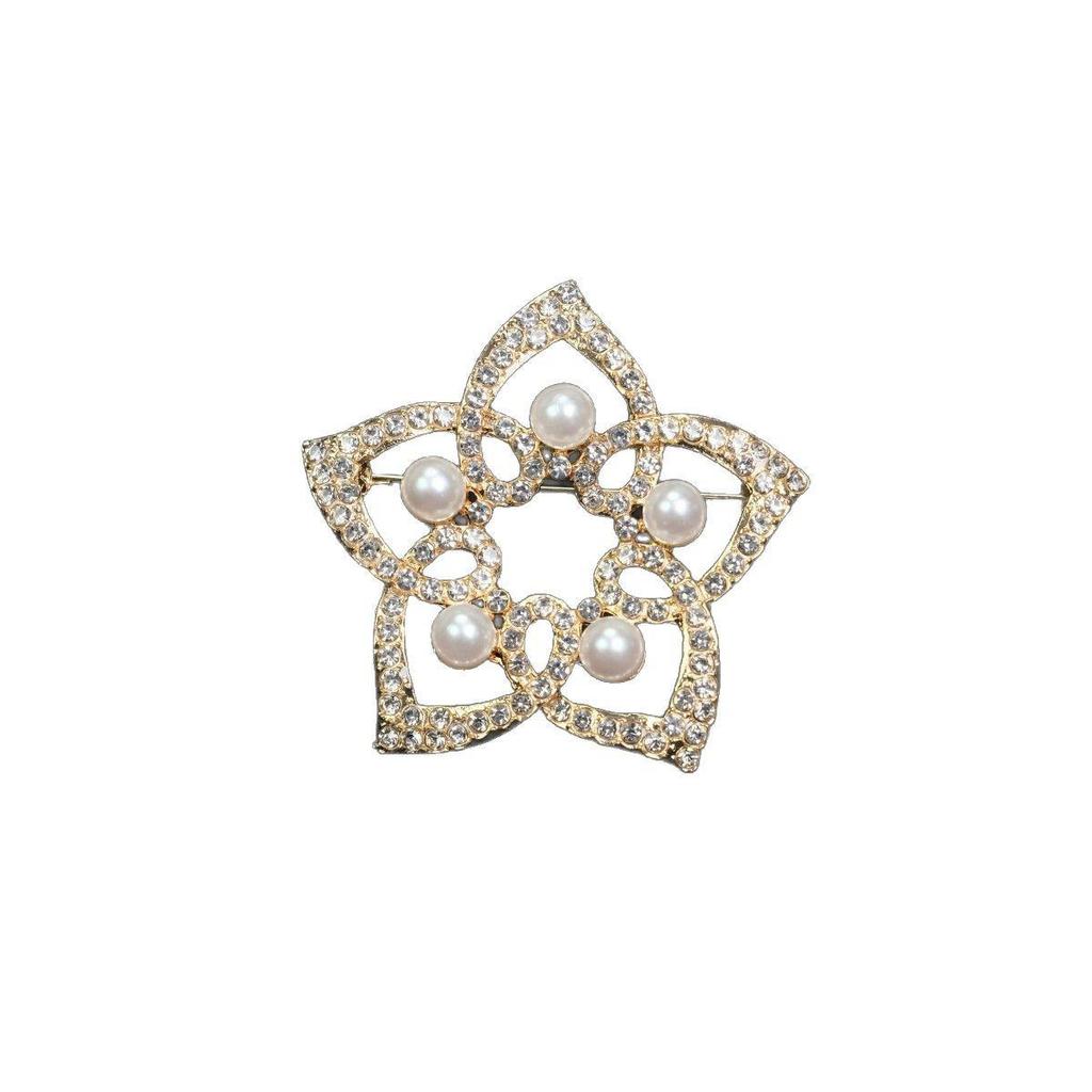 Koreanische Kamelien-Strass-Brosche – Luxuriöser Anti-Exposure-Pin