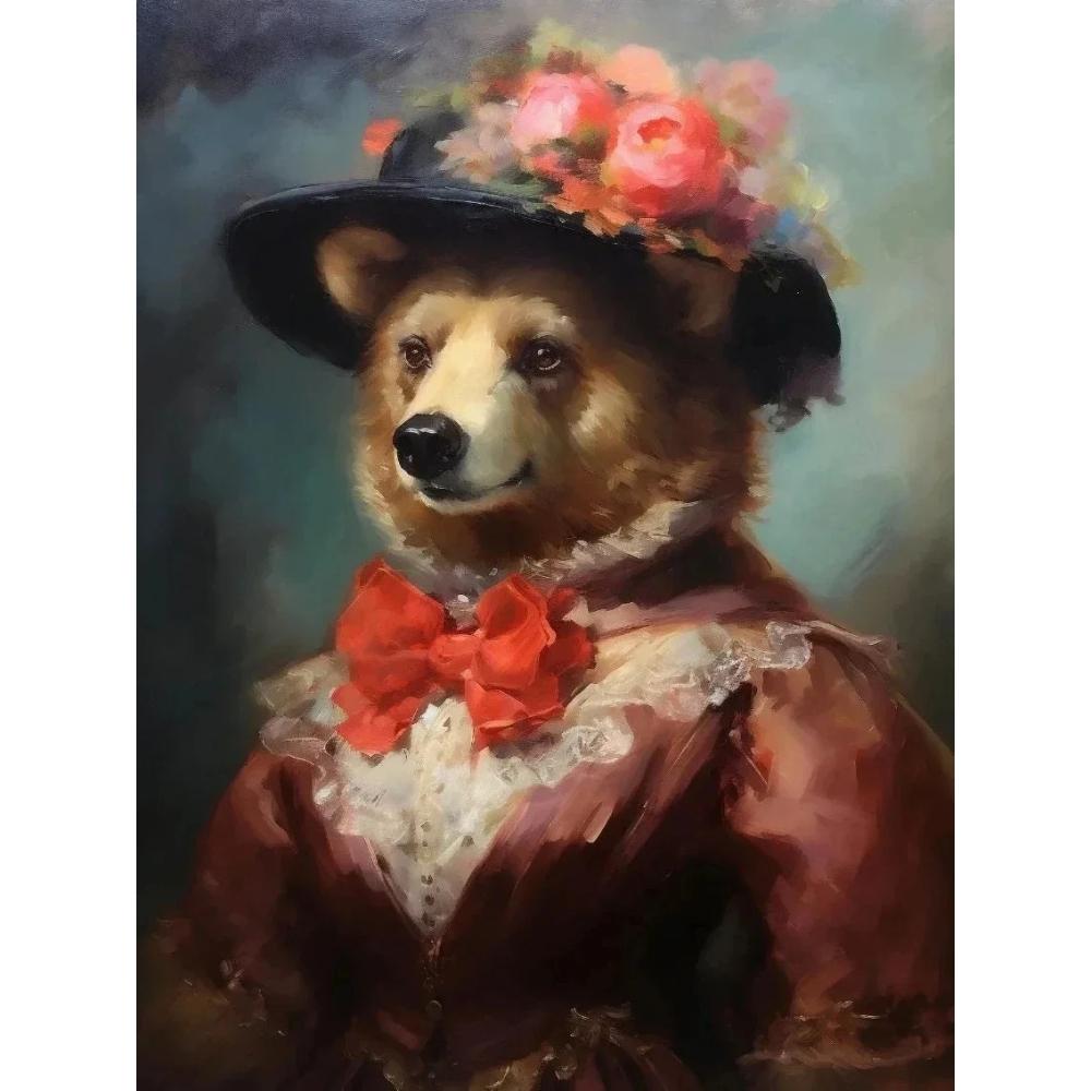 Vintage Palace Aristocrat Gorgeous Costume Animal Tiger Lion Rabbit Art Poster Canvas Paintings Wall Art HD Pictures Home Decor