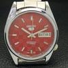 REPASOVANÉ PÁNSKÉ AUTOMATICKÉ HODINKY SEIKO 5 VYROBENÉ V JAPONSKU ČERVENÝ CIFERNÍK CUSTOM a440133-2 QV90-a440133