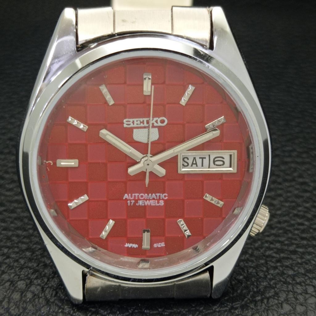 REFURBISHED SEIKO 5 AUTOMATIC MENS WATCH JAPAN MADE RED DIAL CUSTOM A440133-2 QV90-a440133