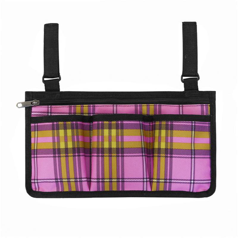 Storage Bag Wheelchair Armrest Reflective Strips Multiple Pockets Convenient Practical Home Supplies Side Pockets