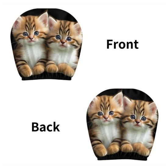Protective Car Seat Cover 2Pcs Cute Cat Headrest Covers, Breathable Auto Elastic Fabric Sleeve Protectors, Stretchy Universal Interior Accessories for
