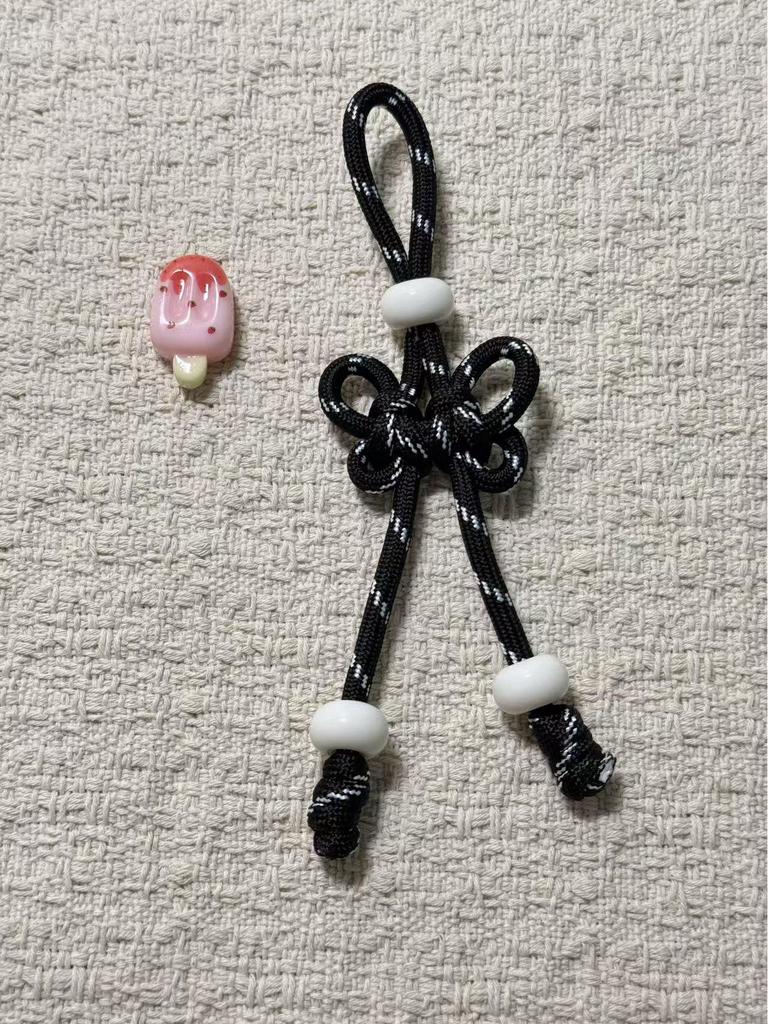 Handmade Colorful Nylon Rope Phone Lanyard with Pearl Knot Buckle Pendant