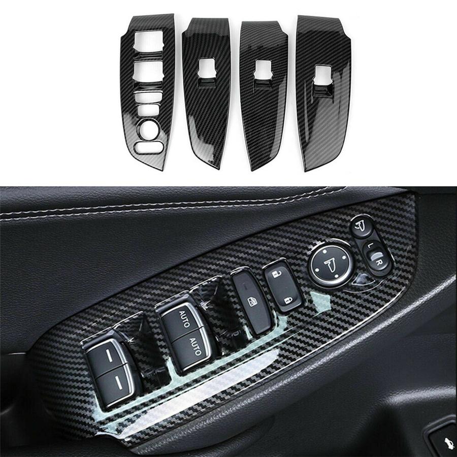 4Pcs Carbon Fiber Look Window Switch Panel Cover Trim For Honda Accord 2018-2021