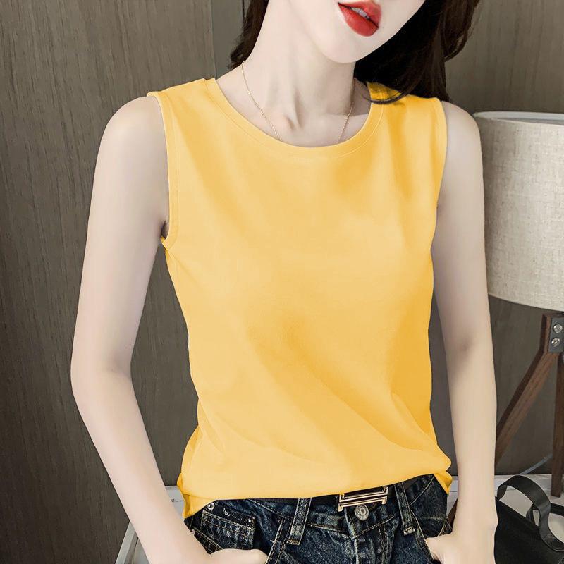 Women's Sleeveless Slim Fit Top Casual Solid Spaghetti Strap Cami Tank Top