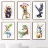 Watercolor Bear Rabbit Whale Dog Eagle Frog Wall Art Canvas Painting Nordic Posters And Prints Pictures For Living Room Decor