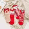 Three-dimensional Women Lot Pack Socks Scarlet Cartoon Christmas Cute Japanese Style Elk Happy Funny Cotton Socks 4 Pairs