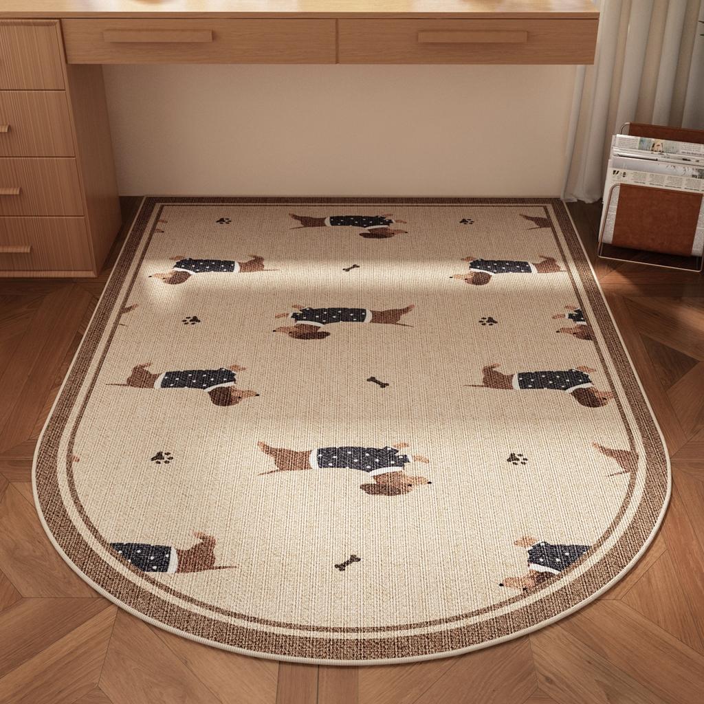Study Carpet Non-Slip Waterproof Wear-Resistant Floor Mat Children'S Room Fun Cute Pattern Rug Semicircle Home Decoration Mats