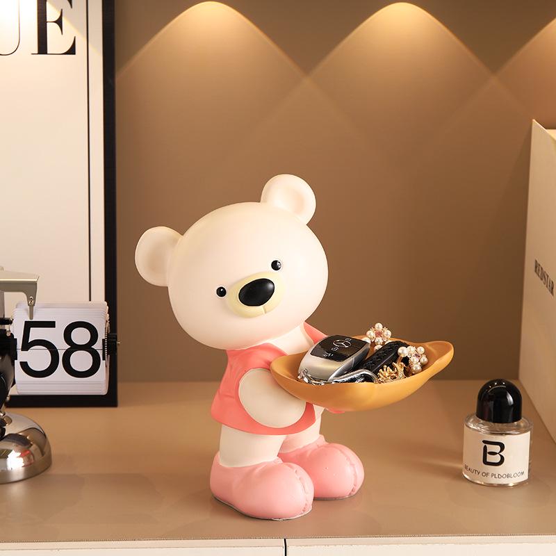 Adorable Bear Resin Decoration for Entryway Key Storage