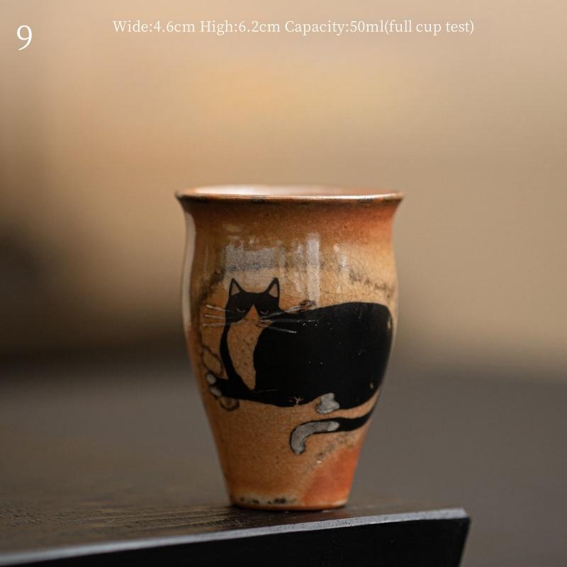 60ml Cute Zhi Ye Cat Teacup Chinese Ru Yao Ceramic Opening Cup Pottery Beautiful Cups Tea Cup Set Teaware For Tea Ceremony