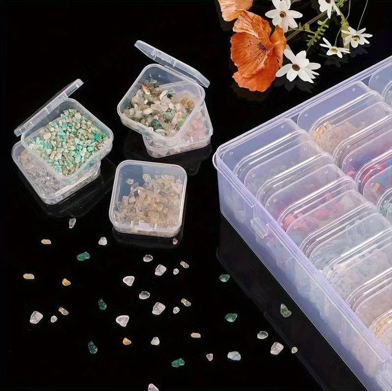 Multi-functional Transparent Dustproof Storage Box, Small Square, for Jewelry and Beads. Made of PP, Sealed for Home Use.