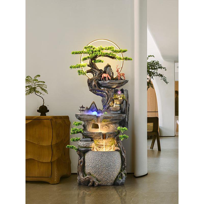 Floor-Standing Rockery Water Fountain: Feng Shui Wealth Attraction for Living Rooms and Offices
