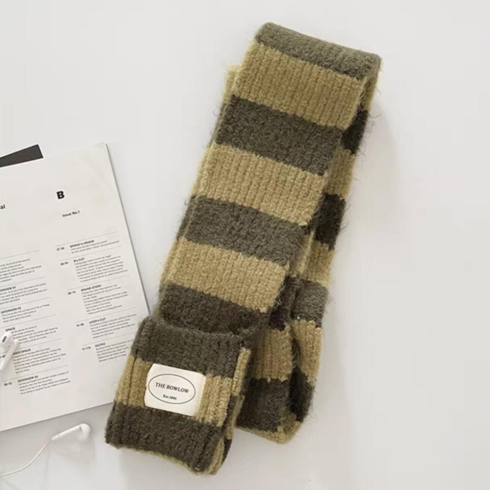 Black White Stripe Wool Knitted Scarf Women Winter Korean Thick Warm Y2k Scarf Fashion Harajuku Knitted Scarf Christmas Gift