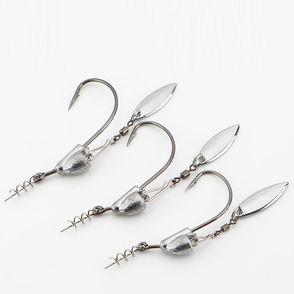 Weighted Swimbait Hooks, Bladed EWG Hooks for Bass Fishing, E* Wide Worm Underspin Weedless