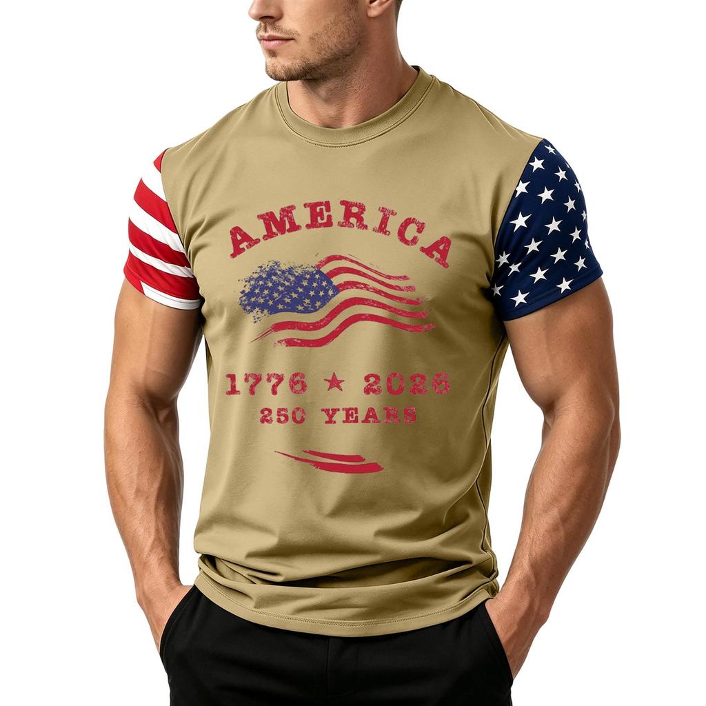 T-shirt da uomo a maniche corte con stampa bandiera Giorno dell'Indipendenza, vestibilità ampia, casual estiva, top per tutti i giorni, stile americano, maglietta grafica patriottica