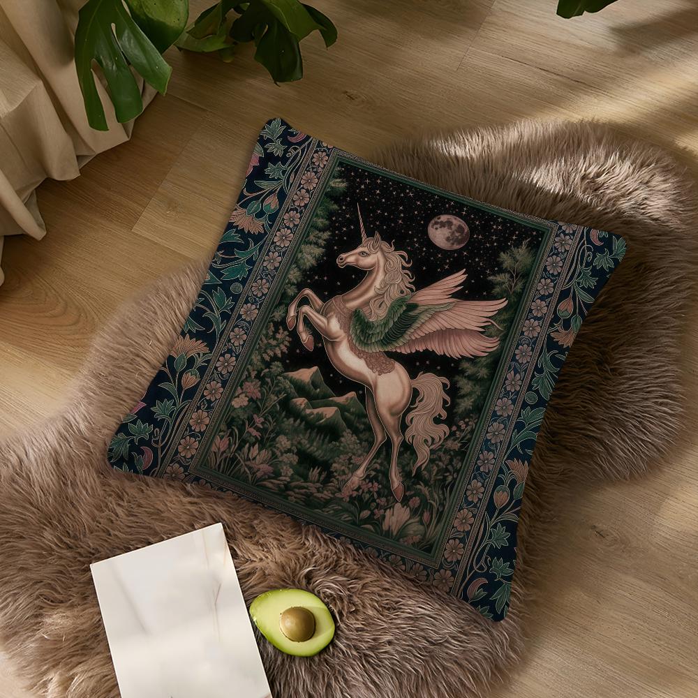 Vintage Medieval Unicorn Art Cushion Cover Pillowcase DoubleSided Printing Sofa Cushion Bedroom Bedside PillowCover