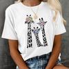 Fashion Women Personalized Giraffe Glasses Print T Shirt Funny Casual O-neck Short Sleeves T-shirt Summer Female Tee Shirt