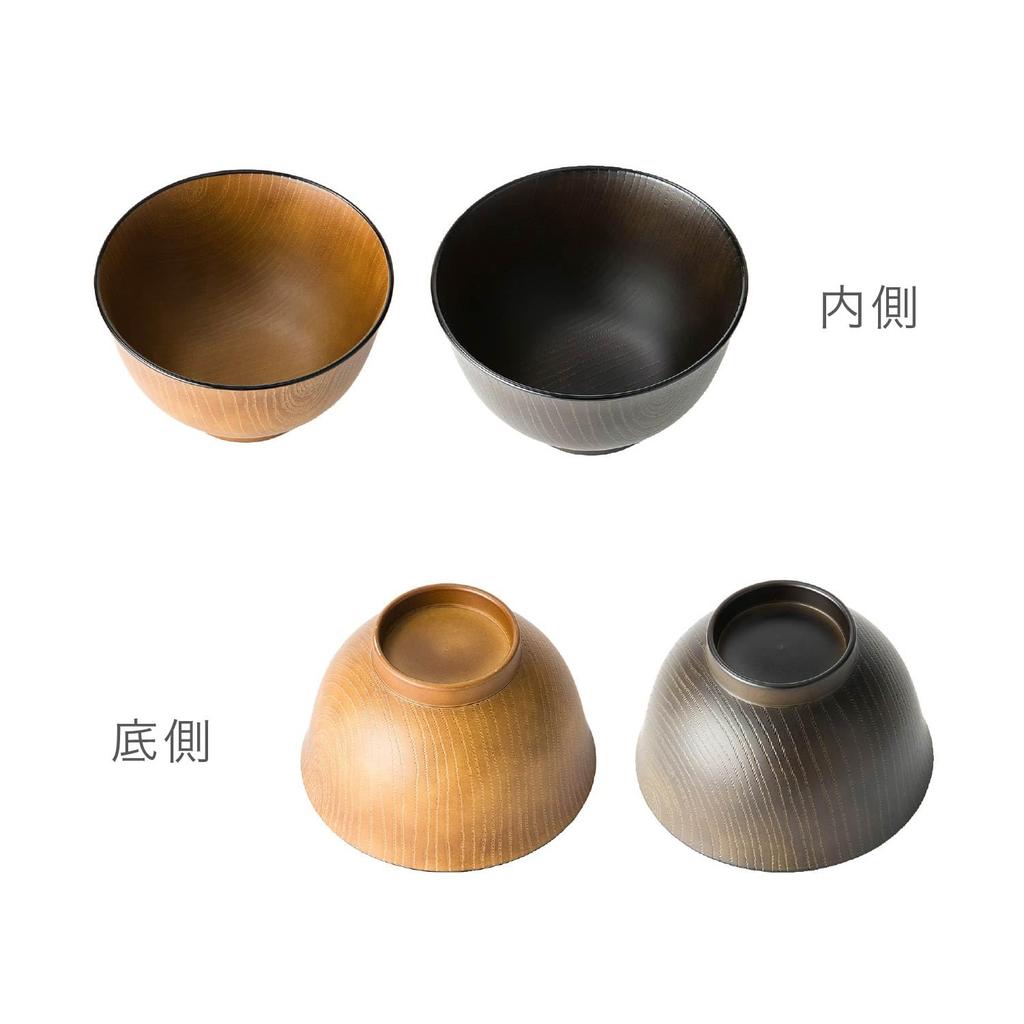 Asahi Koyo Feathered Wood Glossy Set of Dishwasher and Microwave Made in Bowls, Grain, Brown, 3, Safe, Japan, AZ23-12