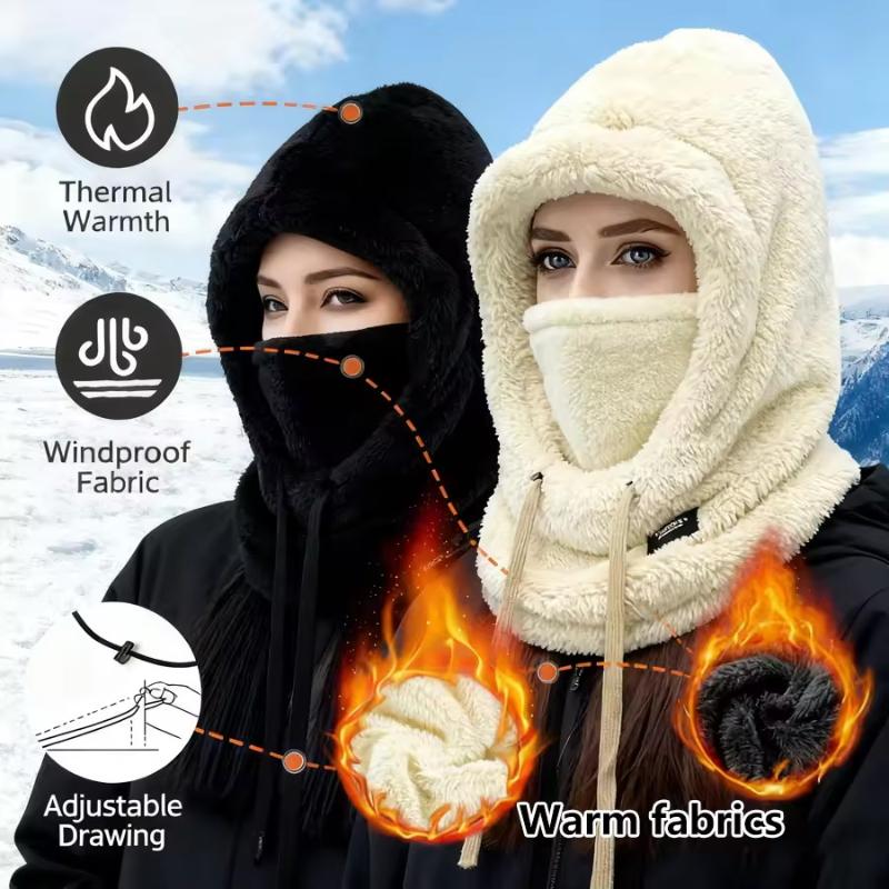 Warm Thermal Windproof Balaclava Ski Hood Motorcycle Face Cover Polar Fleece Adjustable Cycling Neck Cover Full Face Mask Winter