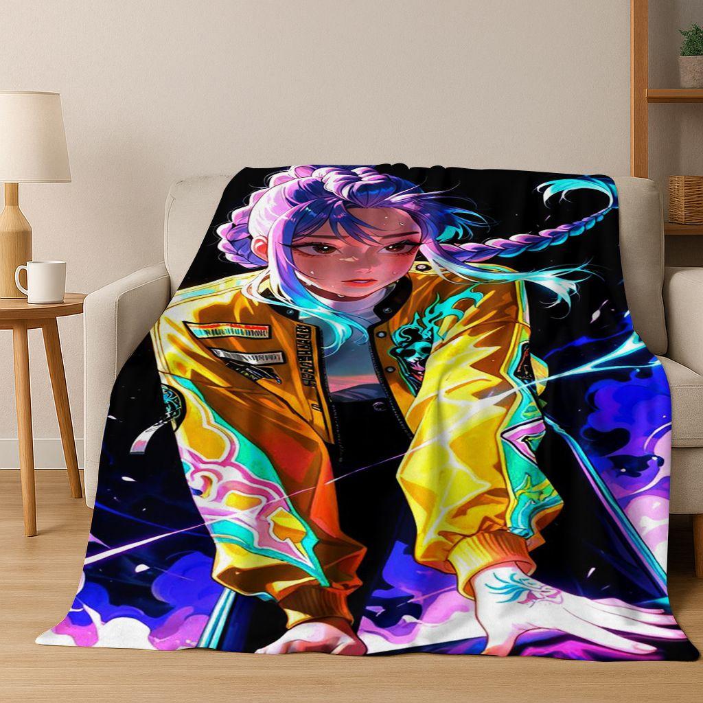 26 Stil Neue KPOP Dämonenjäger Rumi Mira Zoey Cartoon Flanell Decke, Gemütliche Weiche Überwurfdecke für Zuhause Schlafzimmer Bett Sofa Abdeckung