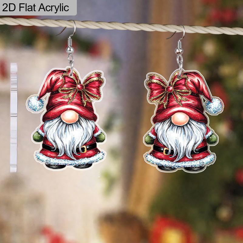 2D Flat Bow Red Dwarf Drop Earrings, Lightweight Acrylic Material,  Ideal for Women, Perfect As Party Gifts, Jewelry, and Christmas Gifts.