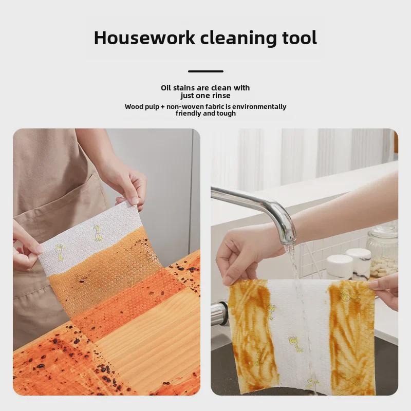 Lazy Rag Dual-Use Wet & Dry Kitchen Towels - Disposable Dishwashing Cloths for Home Cleaning