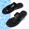 Men Black Leather Slippers Simple Flats Flip Flop Summer Brown Outdoor Roman Sandals Outdoor Beach Shoes for Father Over Sized