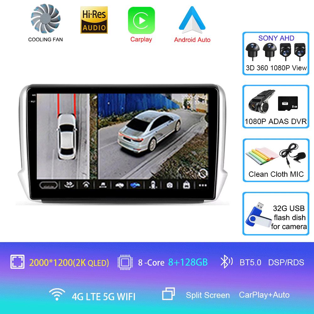 For Peugeot 2008 208 Series 2012 2013 2014 - 2018 Car Radio Android 14 Navigation Multimedia Player Carplay Auto Stereo BT Video
